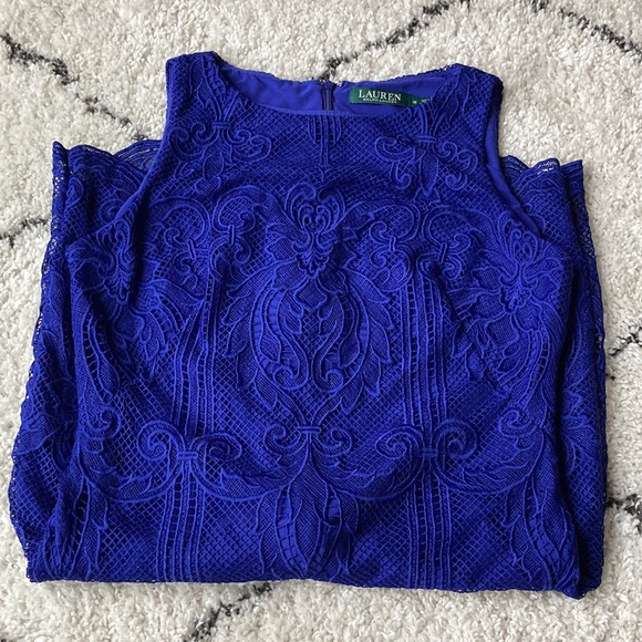 Ralph Lauren Royal Blue Lace Sleeveless Dress - Picture 3 of 5